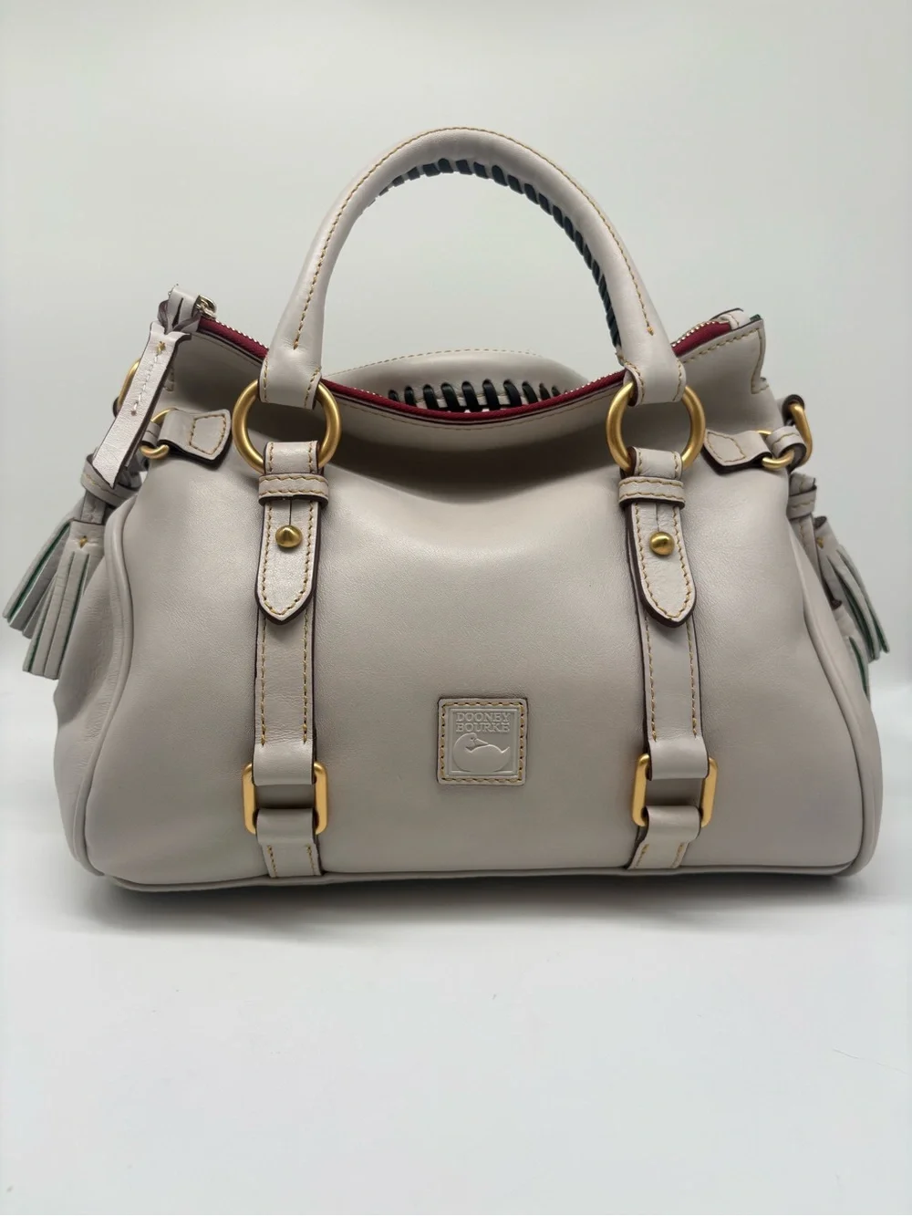 Dooney & Bourke Florentine Ecru Leather Satchel New